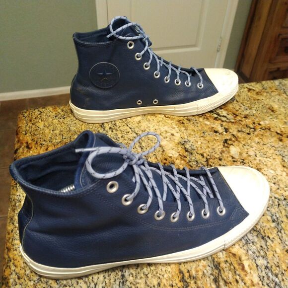 Converse CTAS High Top Leather Shoes Navy/Indigo Sz M10/W12 163338C - Picture 5 of 12